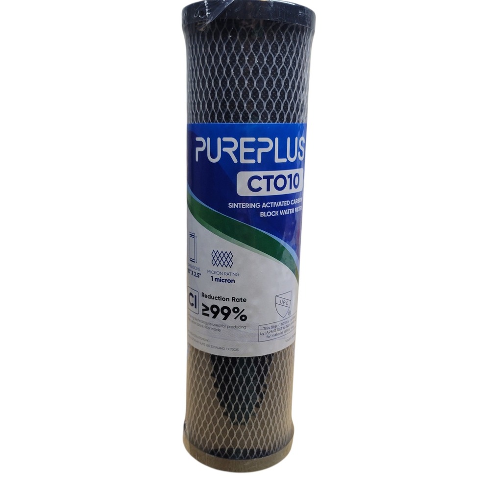 Pureplus CTO10 10 x 2.5 In 1 Micron Sintered Activated Carbon Block Water Filter